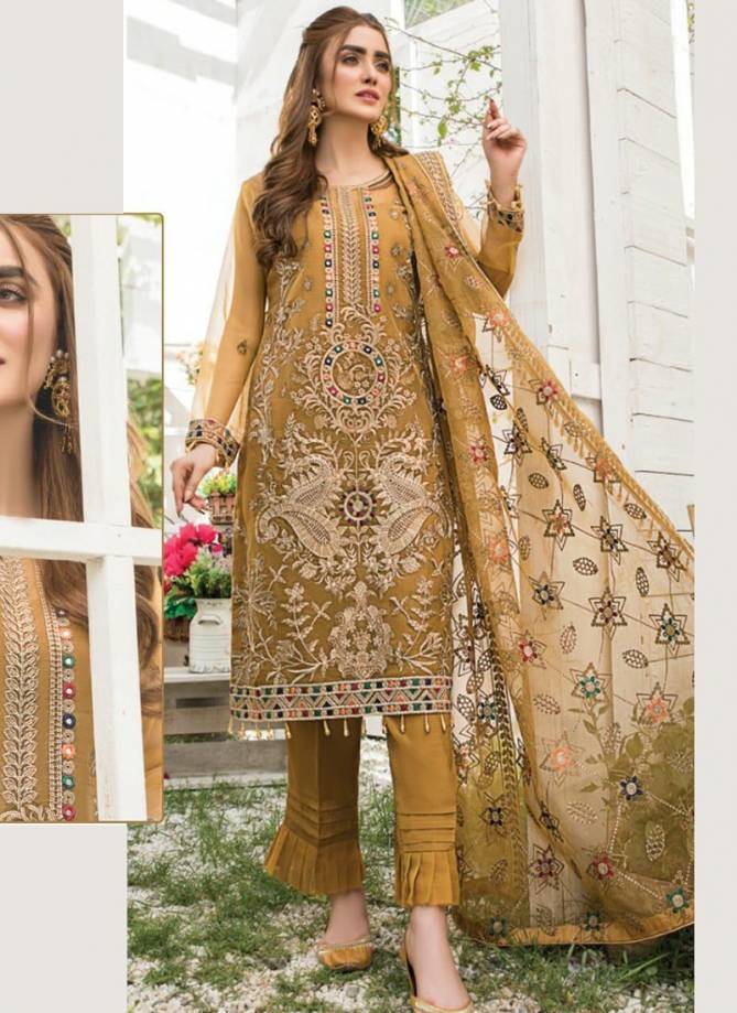 RAMSHA VOL 21 Designer Festive Wear Georgette Net With Heavy Embroidery Pakistani Salwar Suit Collection
